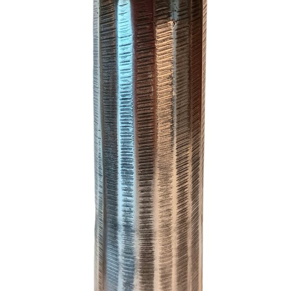 Silver Metal Black Etched Candleholders Set of Two Modern - Picture 4 of 11